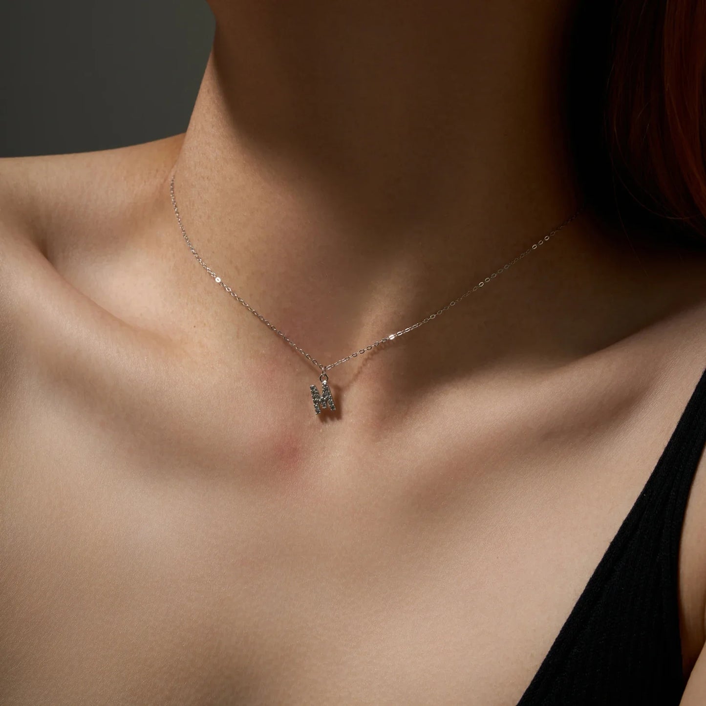 Sterling Silver Alphabet Initial Letter Pendant Long Necklace