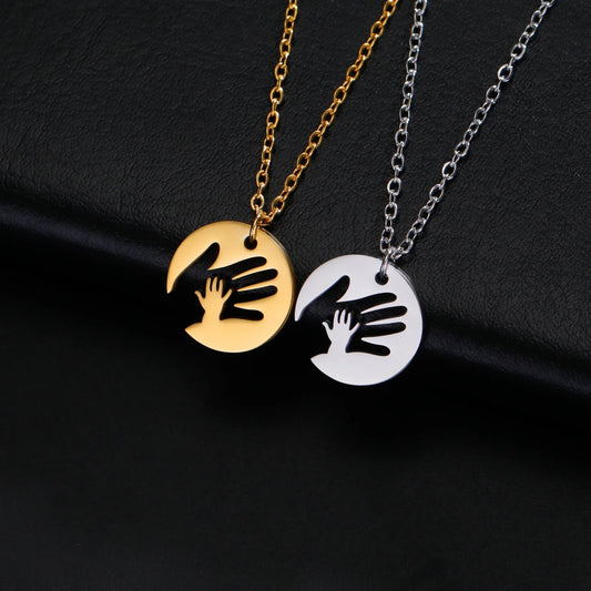 Baby Hand Necklace Mother Kid Child Chain Family Mom Gift for Woman Man Stainless Steel Pendant Jewelry