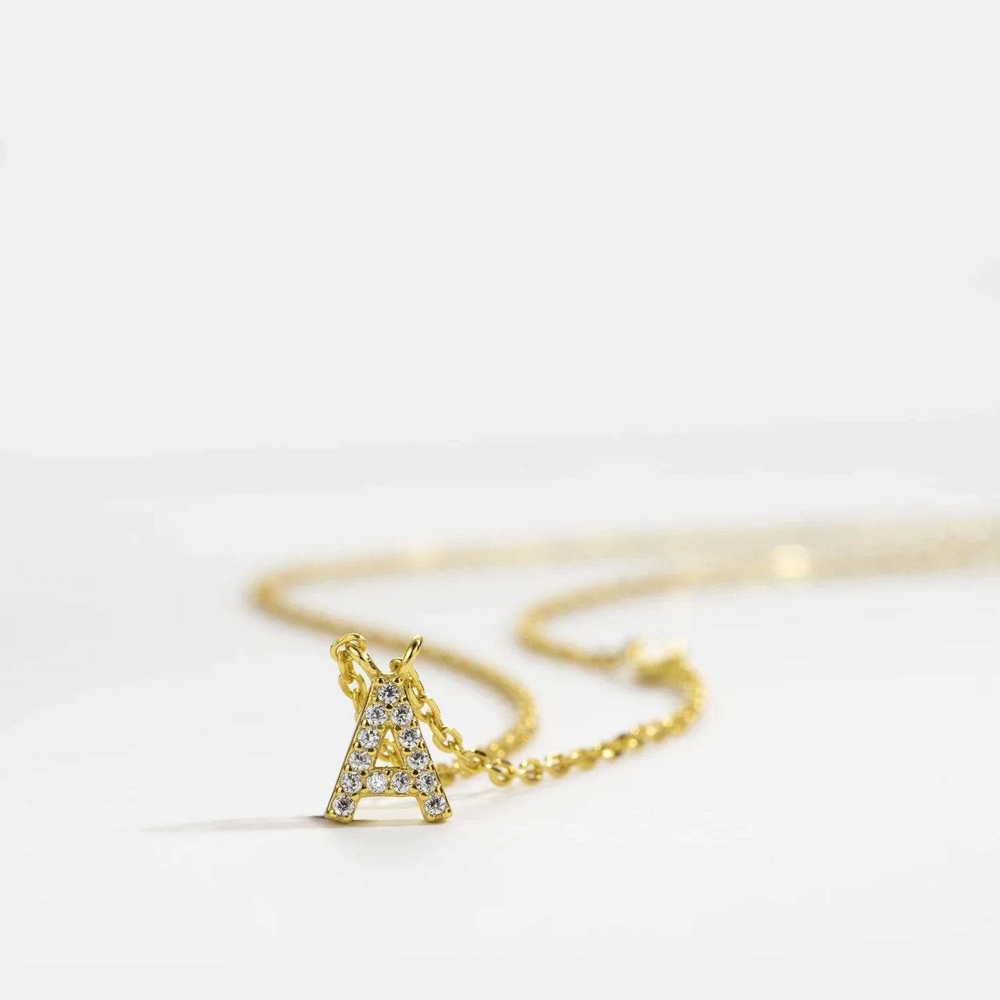 Sterling Silver Letters A- Z Zircon CZ Pendant Monogram Necklace