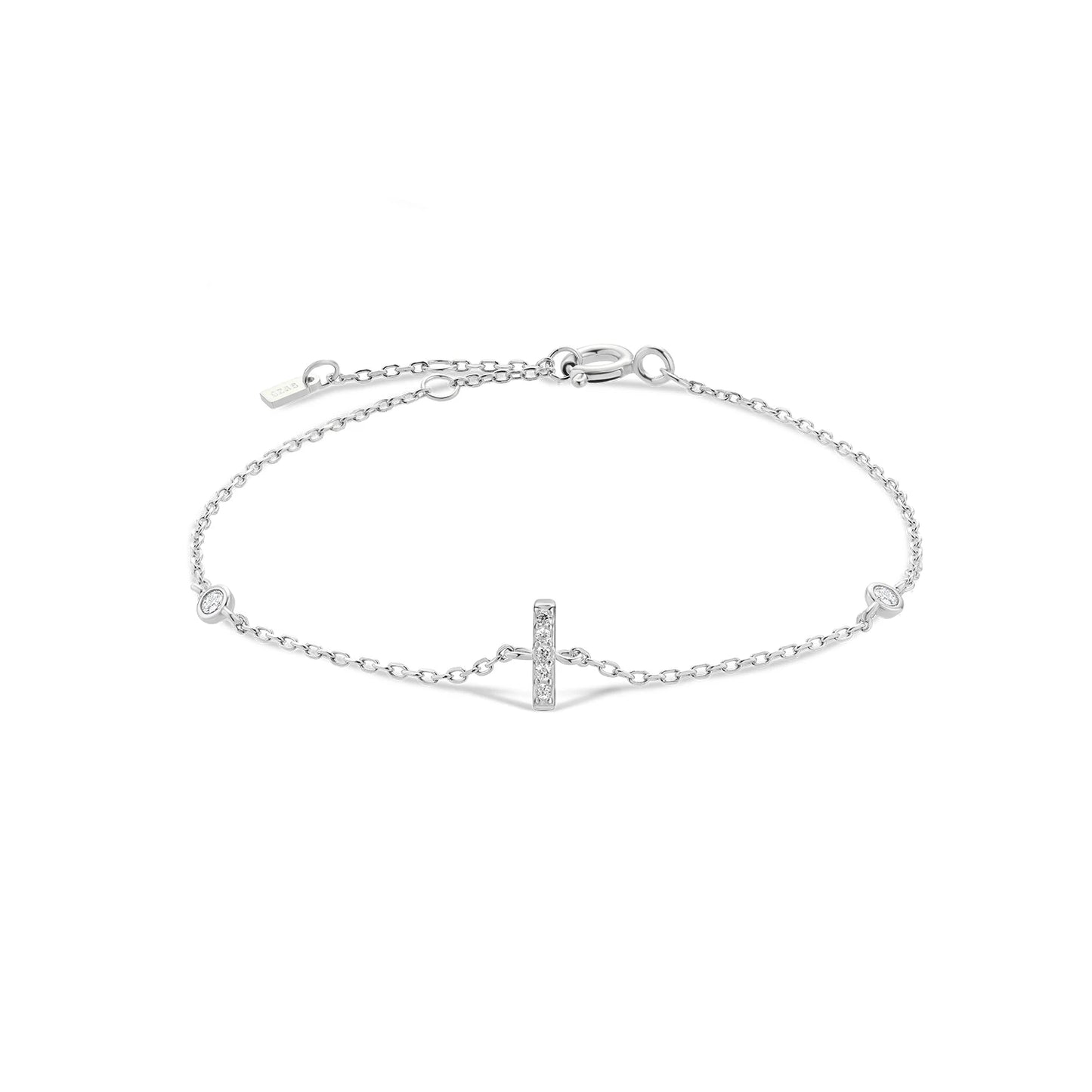 Sterling Silver Alphabet Monogram Letter A - Z Initial Charm Chain Bracelet