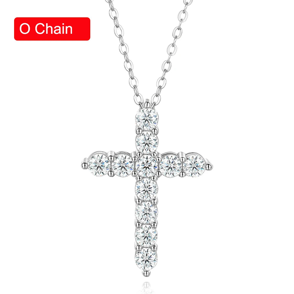 1.1-5.5ct Black Moissanite Sterling Silver Cross Pendant Necklace For Women