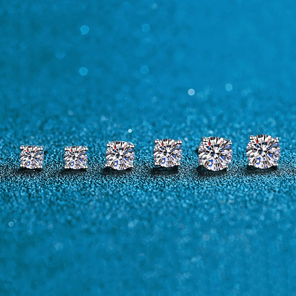 Moissanite Sterling Silver & Platinum Plated Stud Earrings
