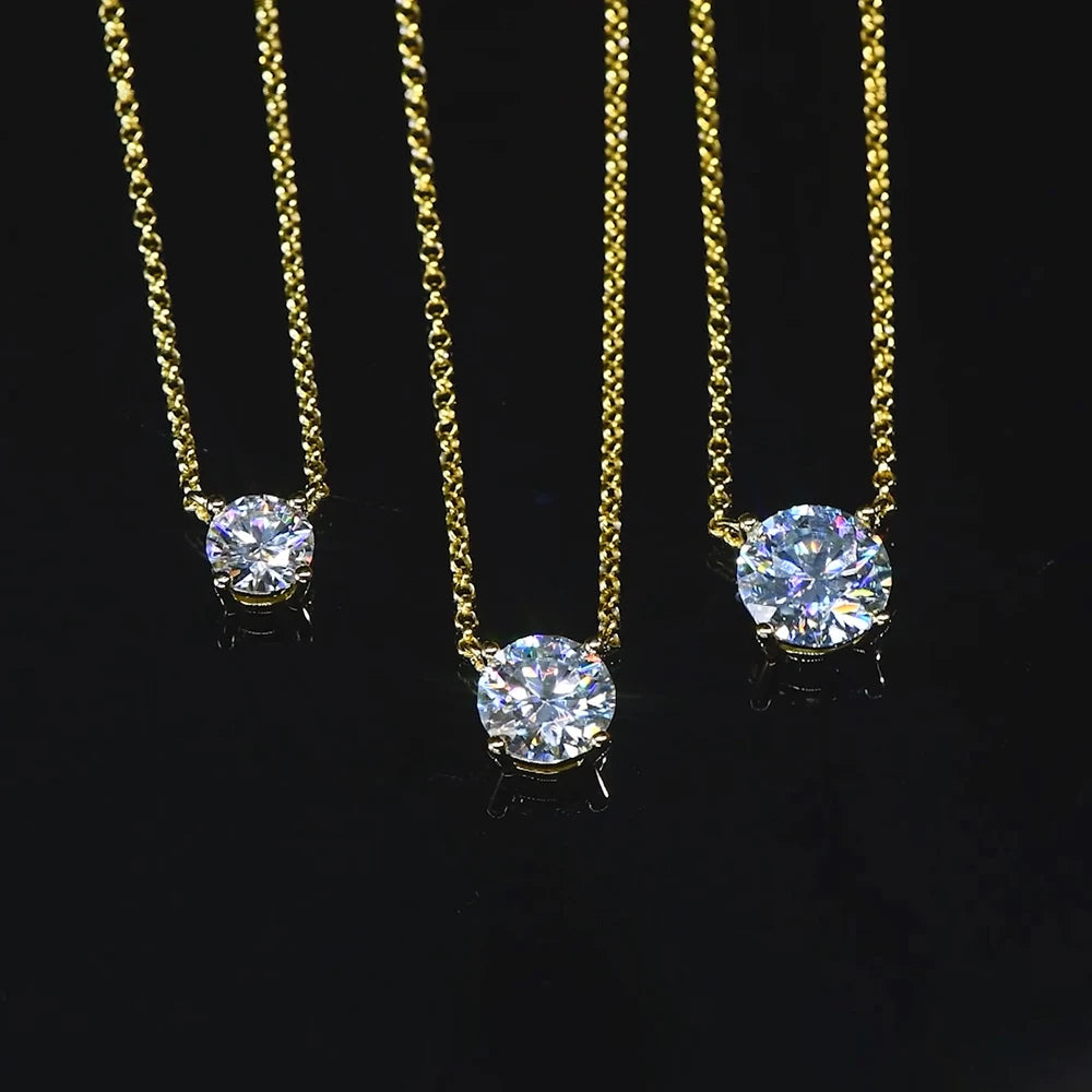 1CT 2CT 3CT D VVS1 Moissanite Pendant Necklace Sterling Silver Chain