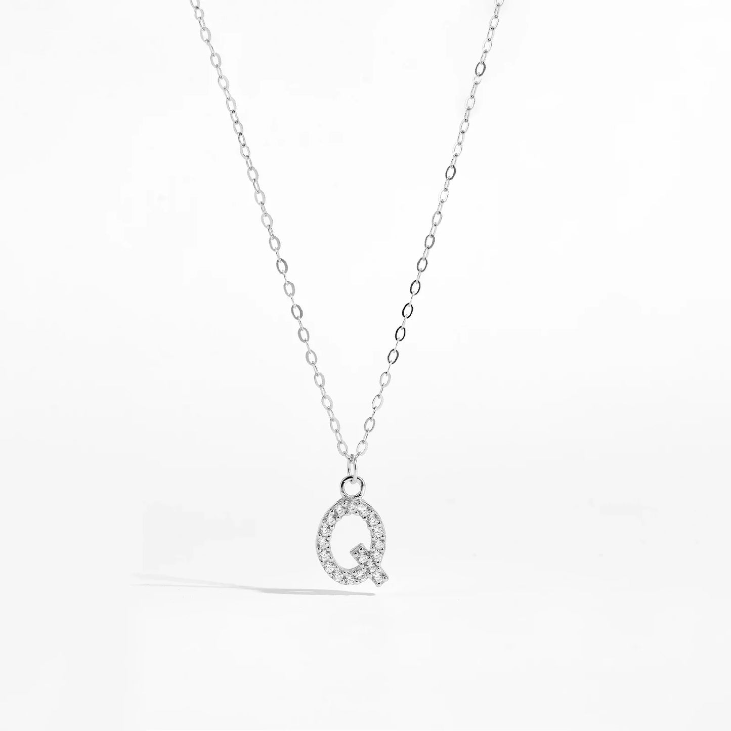 Sterling Silver Alphabet Initial Letter Pendant Long Necklace