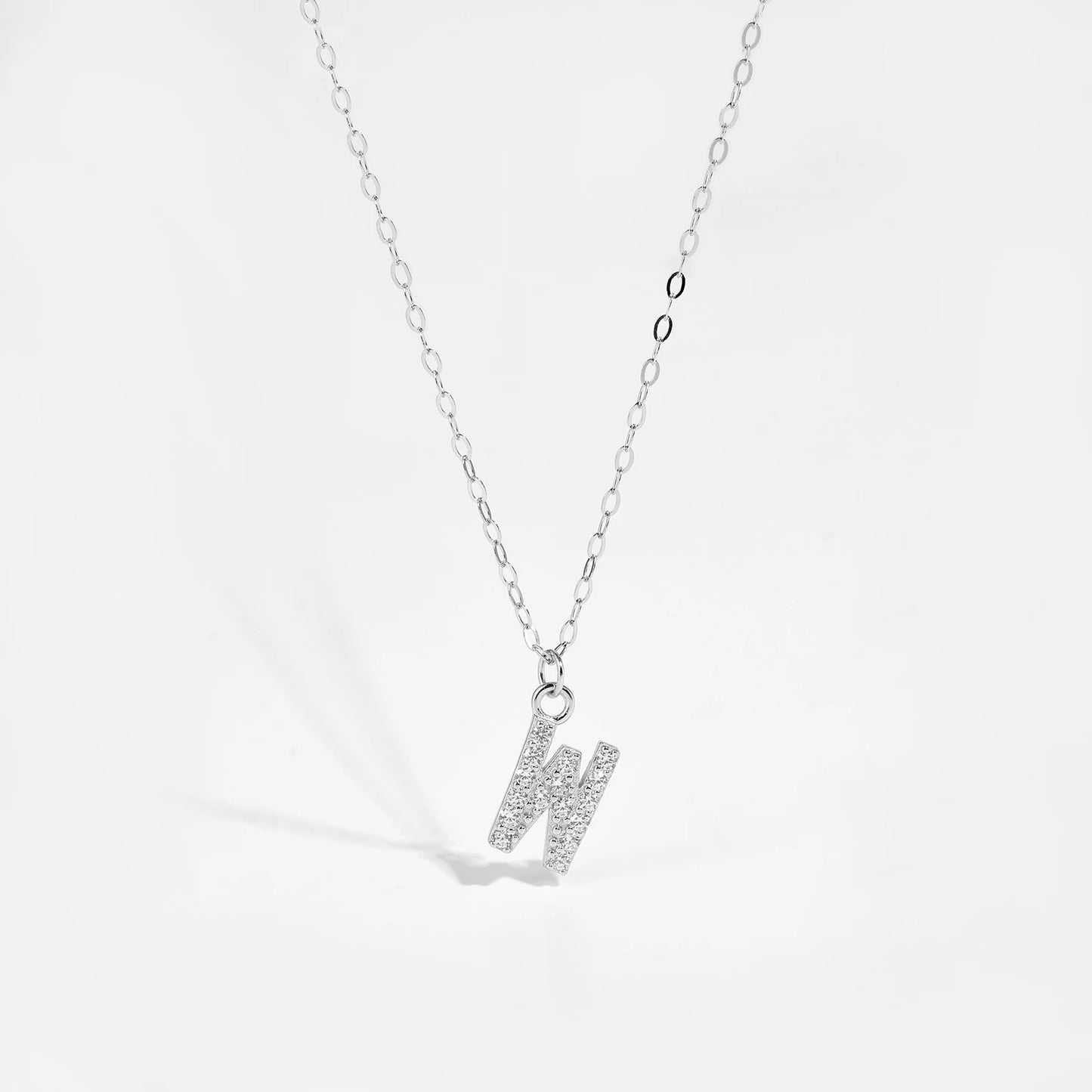 Sterling Silver Alphabet Initial Letter Pendant Long Necklace