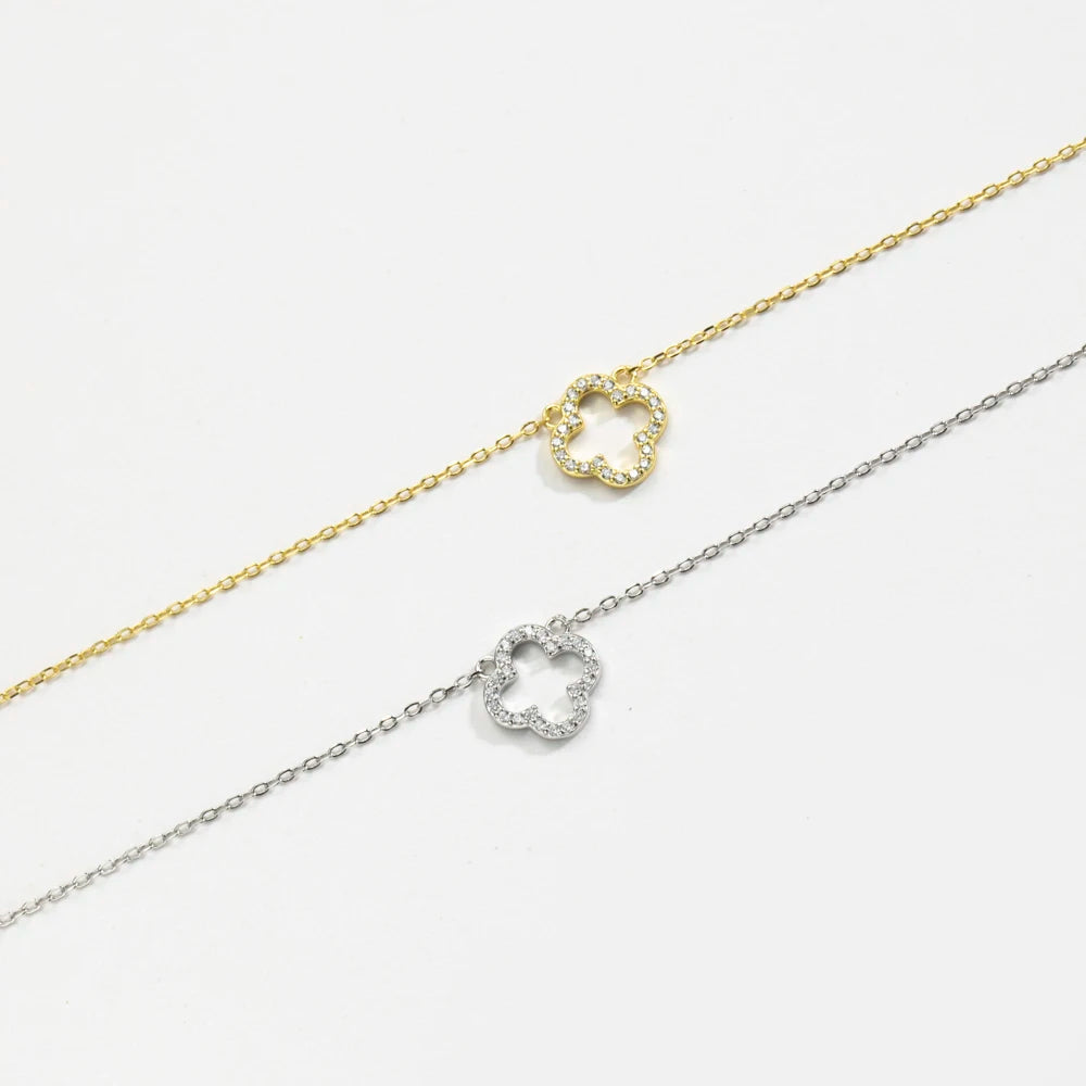 Flower Pendant Necklace Sterling Silver Long Chain