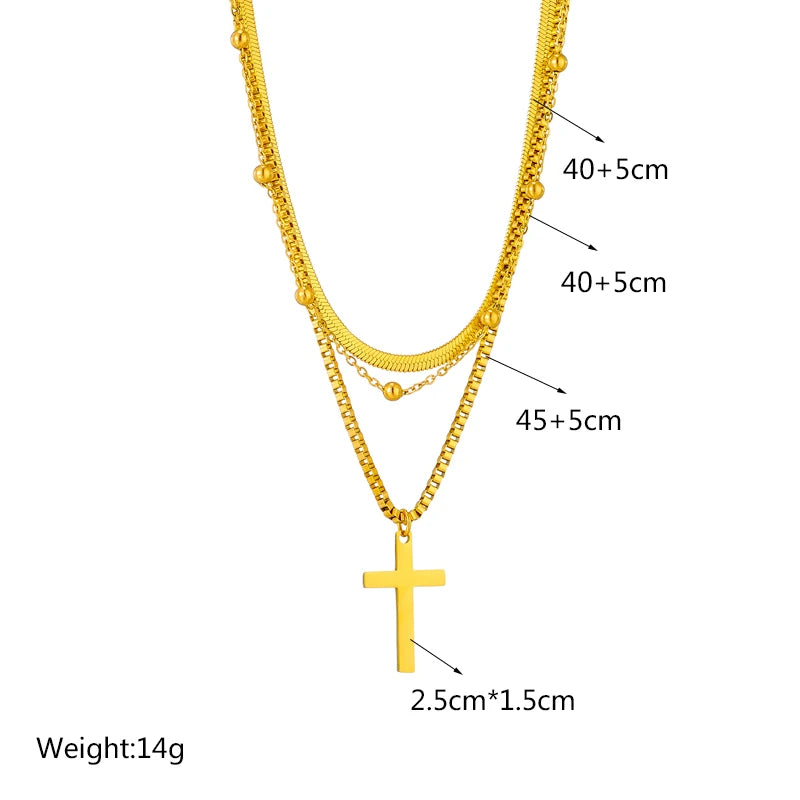 Stainless Steel Pearl Heart Butterfly Cross Pendant Necklace For Women Fashion Girls Clavicle Chain Jewelry Gifts