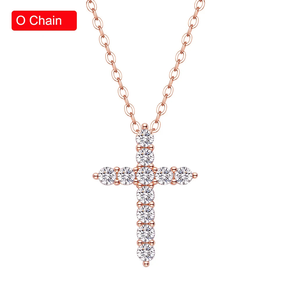 1.1-5.5ct Black Moissanite Sterling Silver Cross Pendant Necklace For Women