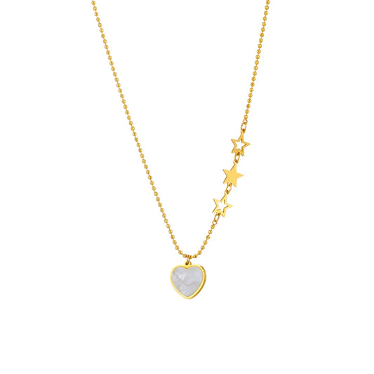 Stainless Steel Heart Necklace For Women Fashion Ladies Star Clavicle Chain Girls Jewelry