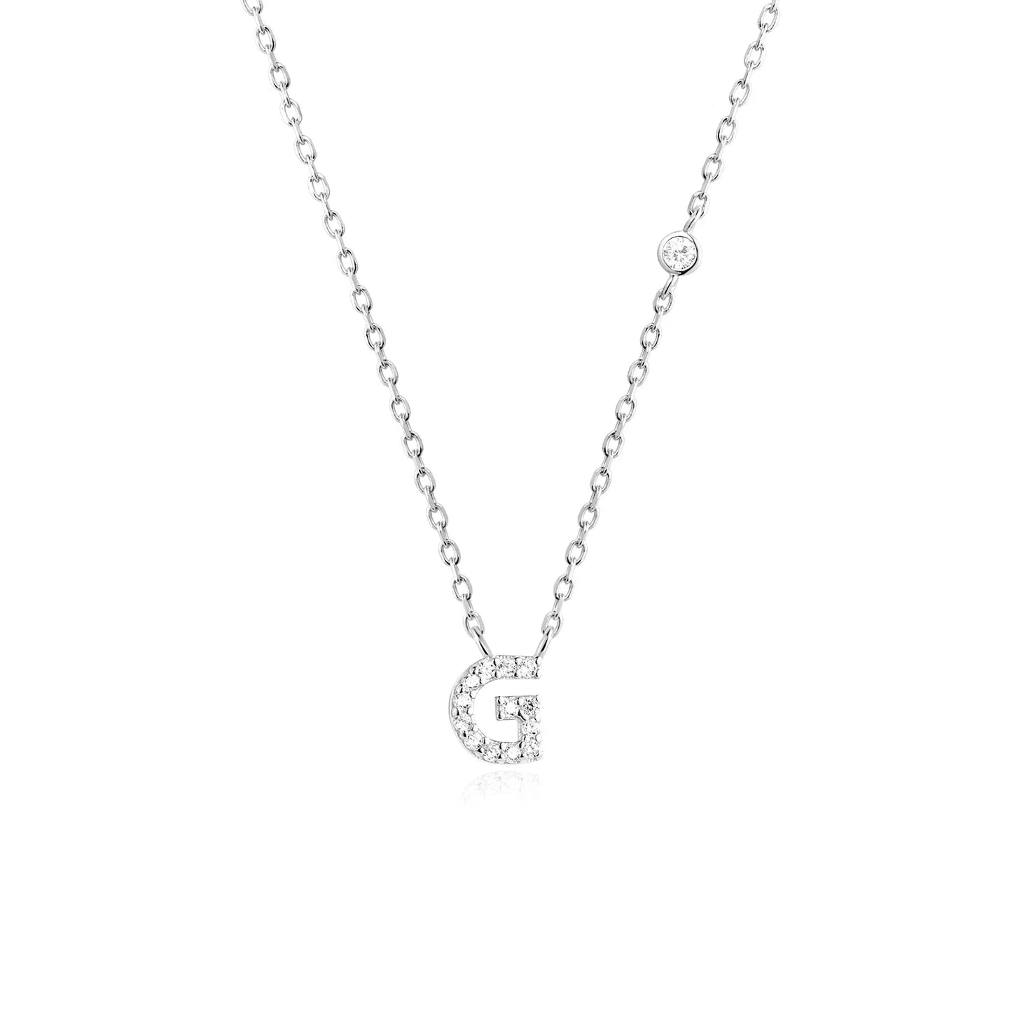 Sterling Silver Letters A- Z Zircon CZ Pendant Monogram Necklace