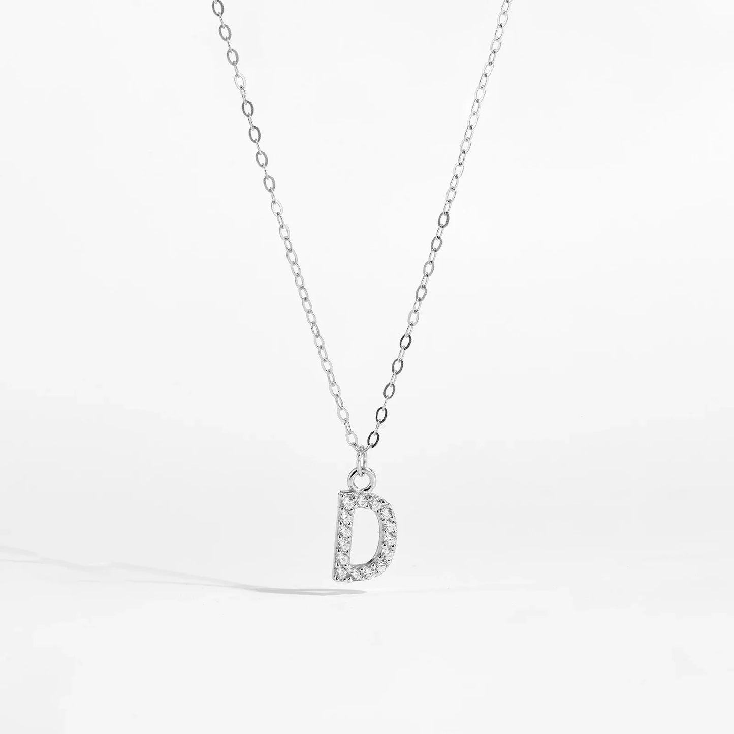Sterling Silver Alphabet Initial Letter Pendant Long Necklace