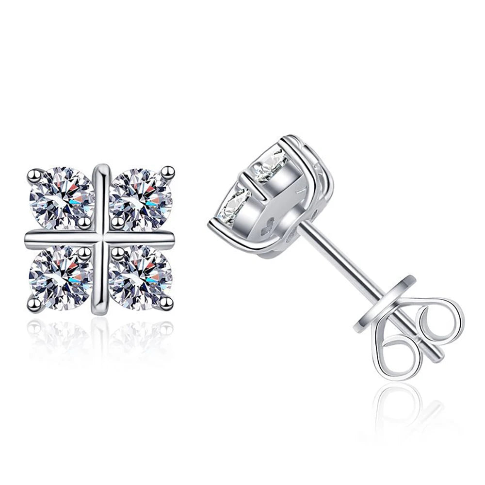 Moissanite Stud Earrings D Color 3mm Sterling Silver 0.8ct a Pair Stud Earrings For Women