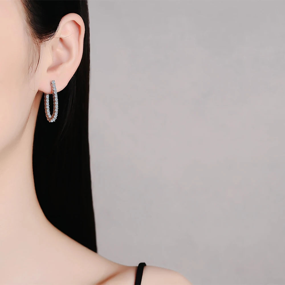 Moissanite Sterling Silver Hoop Huggie Style Stud Earrings