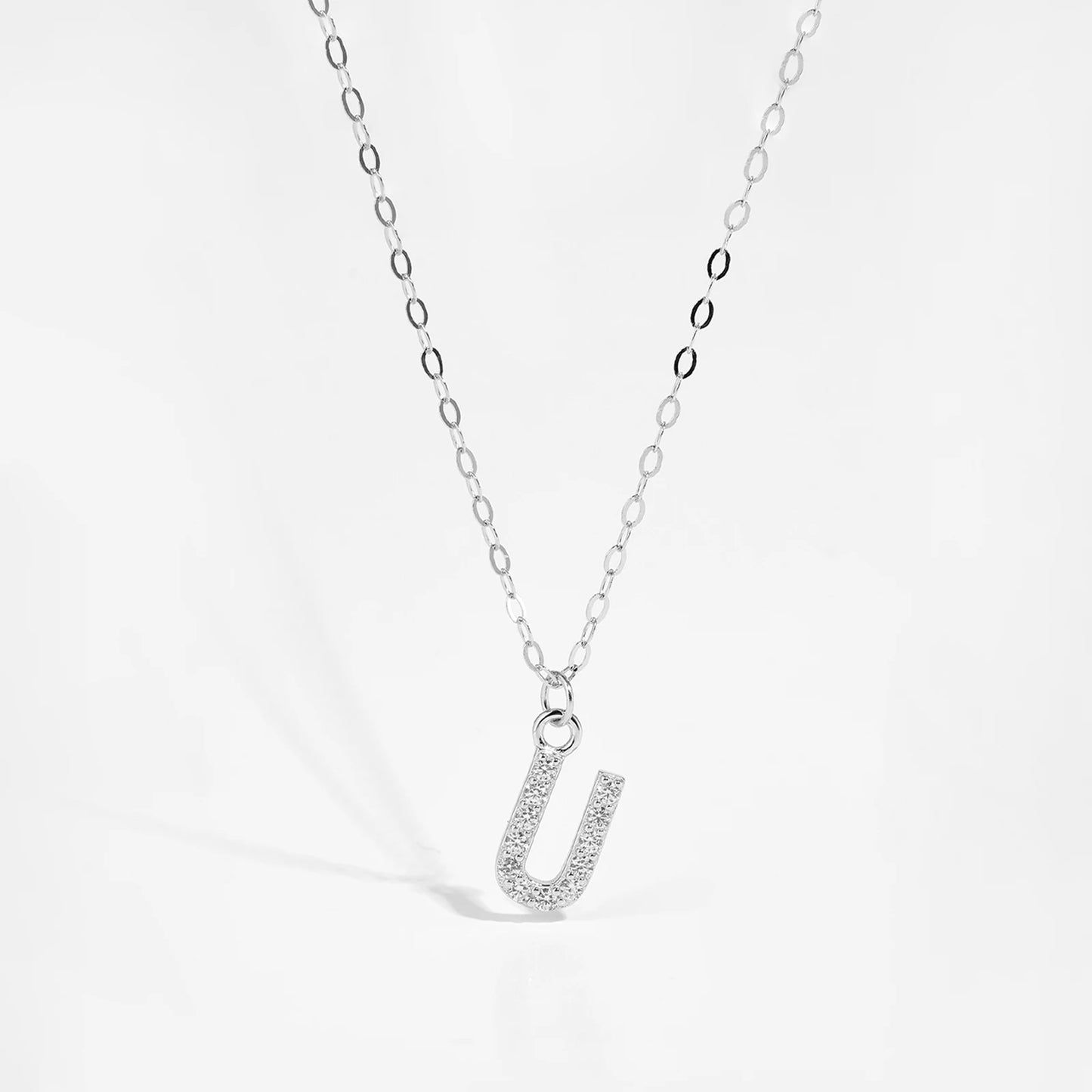 Sterling Silver Alphabet Initial Letter Pendant Long Necklace