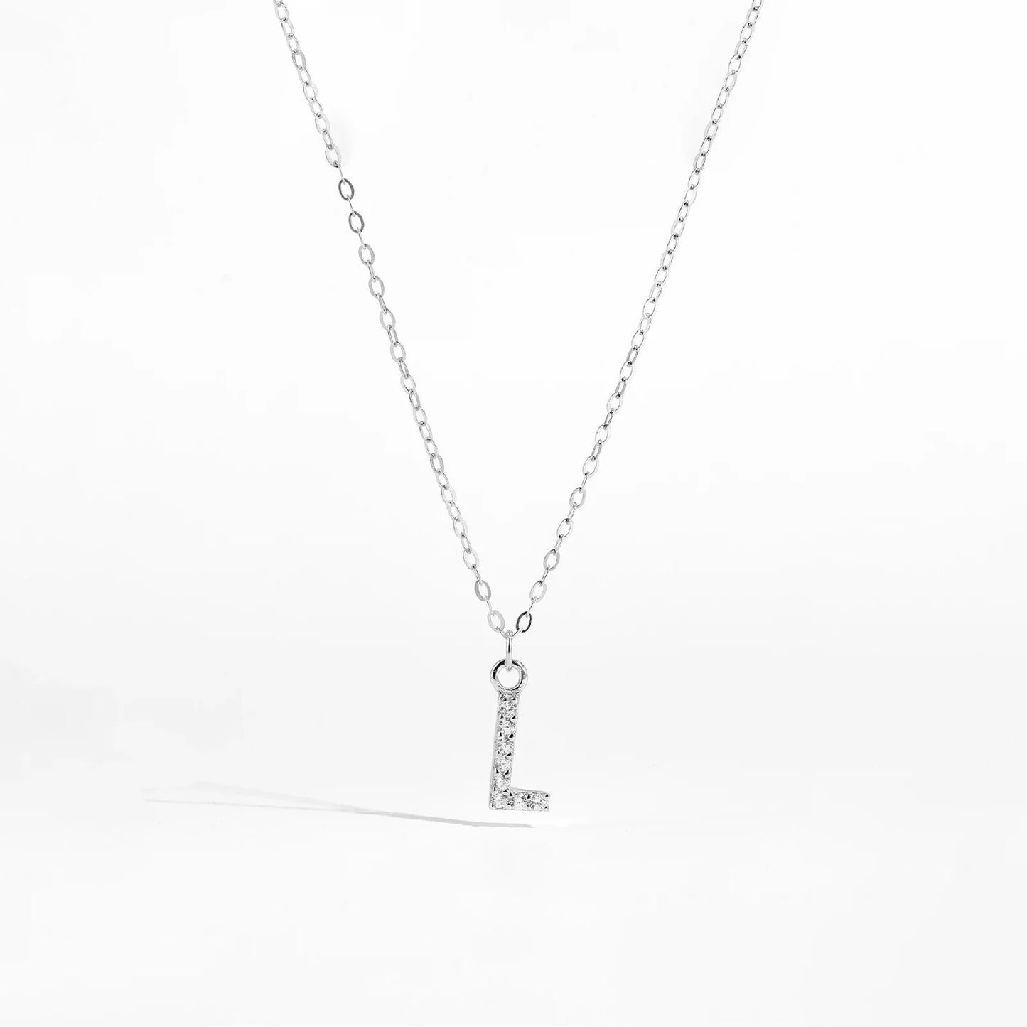 Sterling Silver Alphabet Initial Letter Pendant Long Necklace