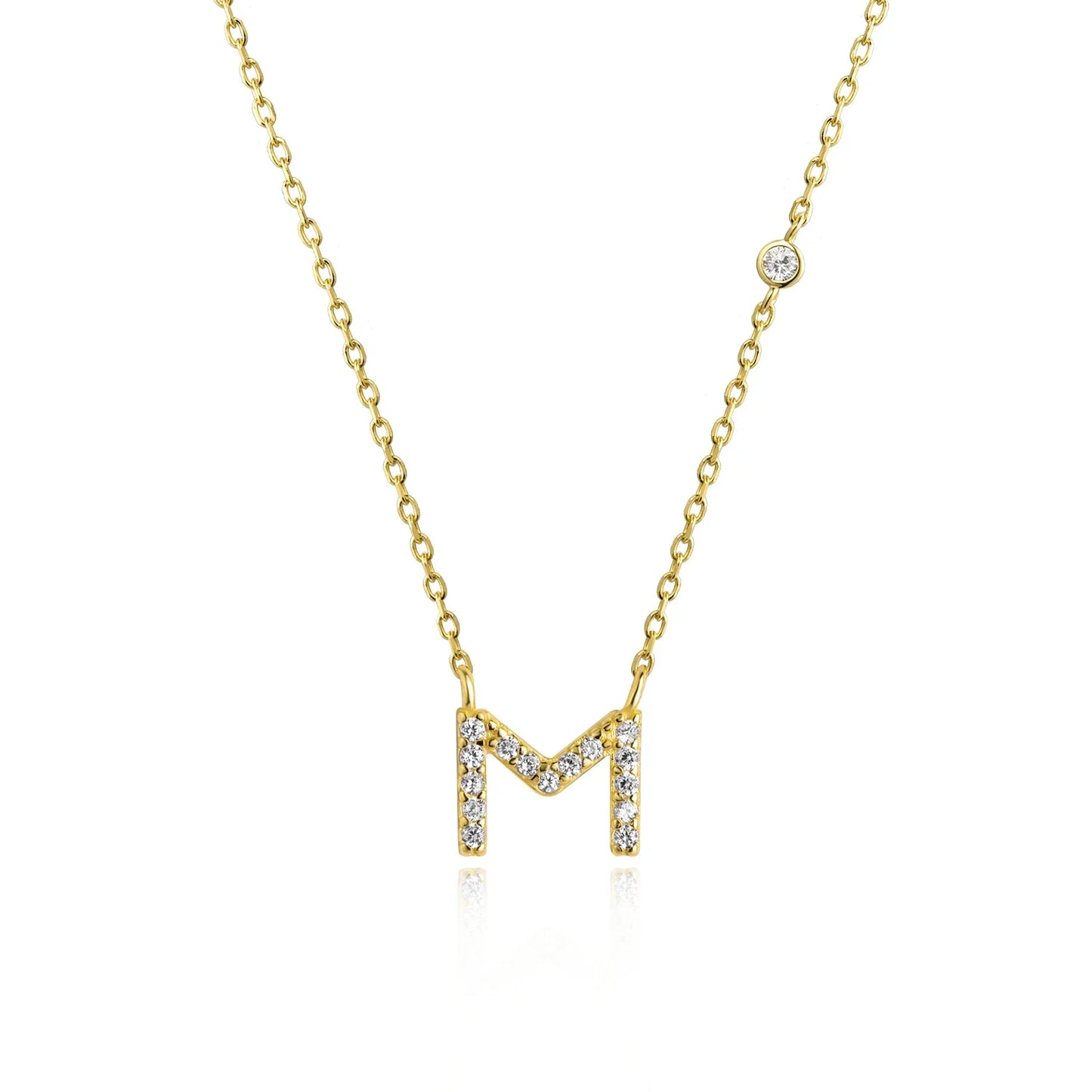 Sterling Silver Letters A- Z Zircon CZ Pendant Monogram Necklace
