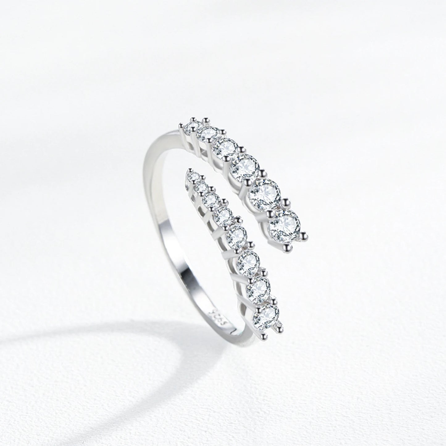 Sterling Silver Round Zircon Resizable Rings
