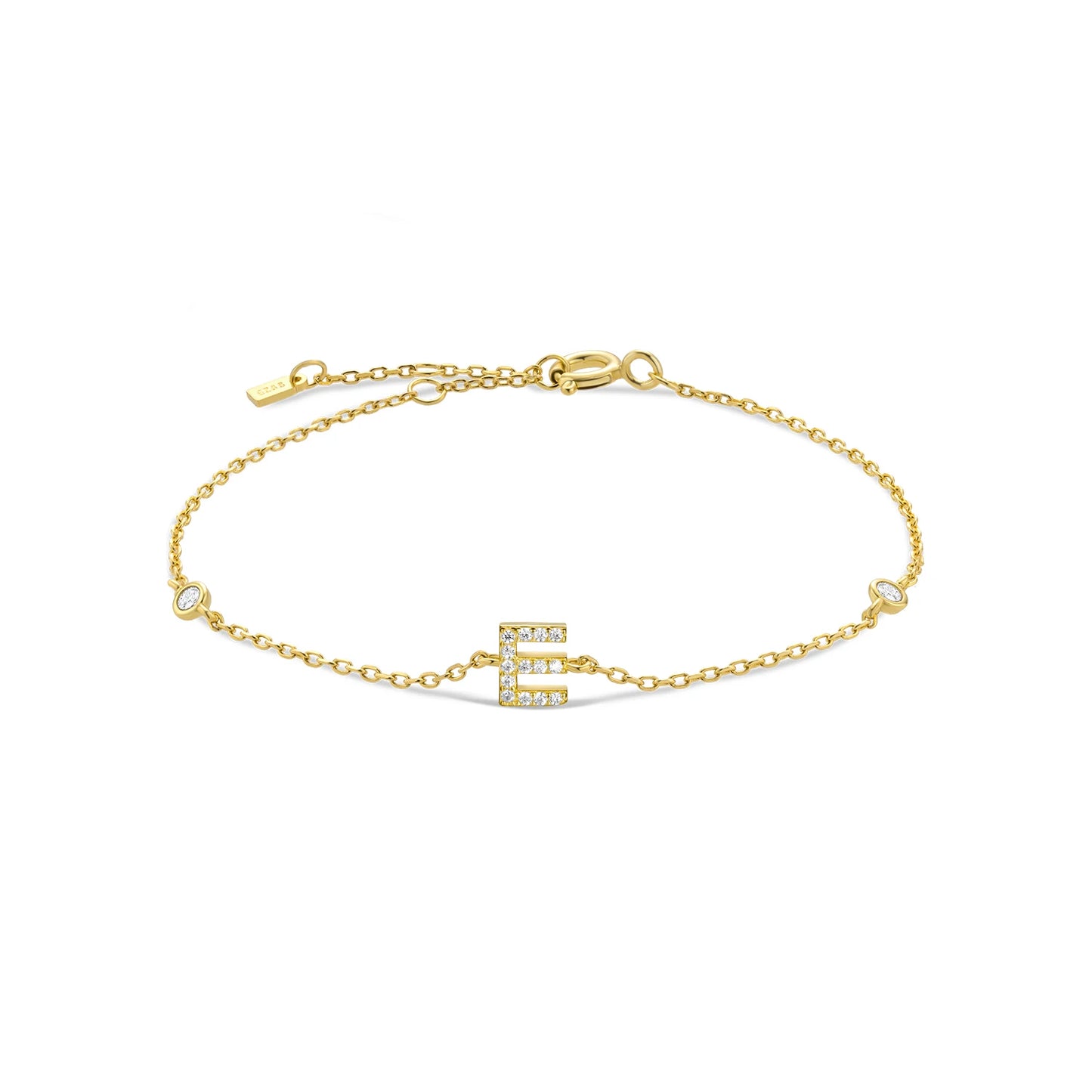 Sterling Silver Alphabet Monogram Letter A - Z Initial Charm Chain Bracelet