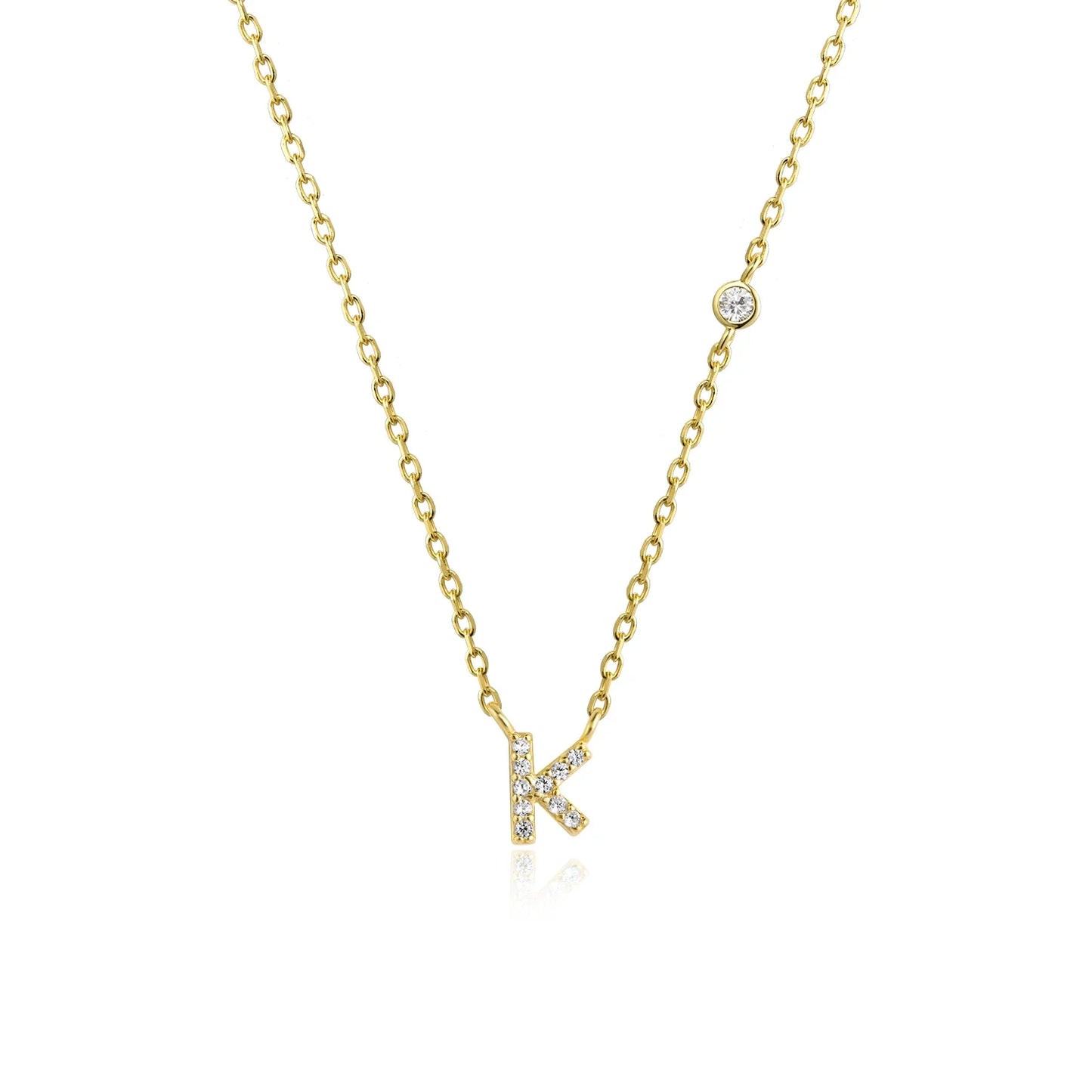 Sterling Silver Letters A- Z Zircon CZ Pendant Monogram Necklace
