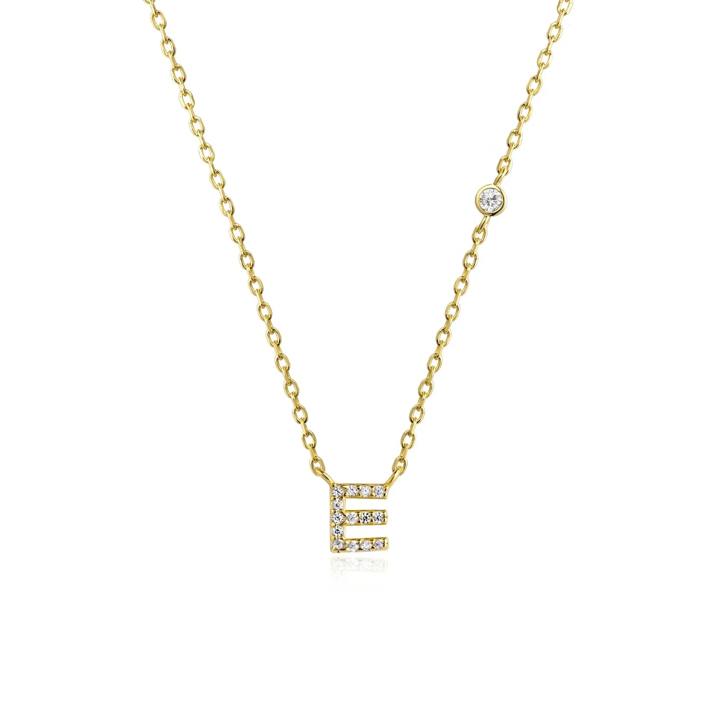 Sterling Silver Letters A- Z Zircon CZ Pendant Monogram Necklace