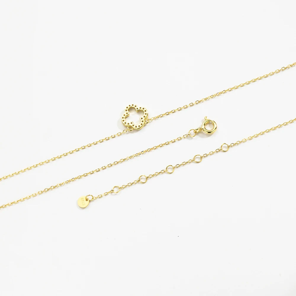 Flower Pendant Necklace Sterling Silver Long Chain