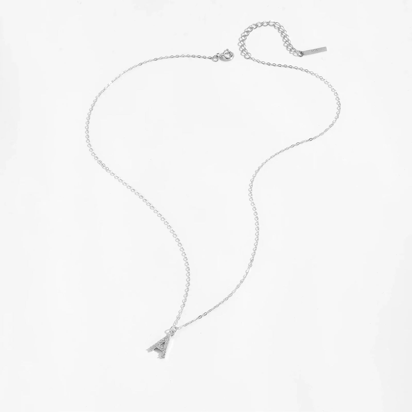 Sterling Silver Alphabet Initial Letter Pendant Long Necklace