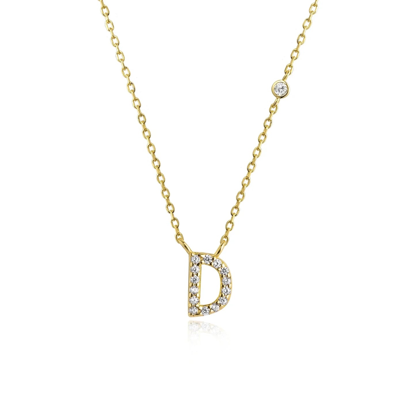 Sterling Silver Letters A- Z Zircon CZ Pendant Monogram Necklace