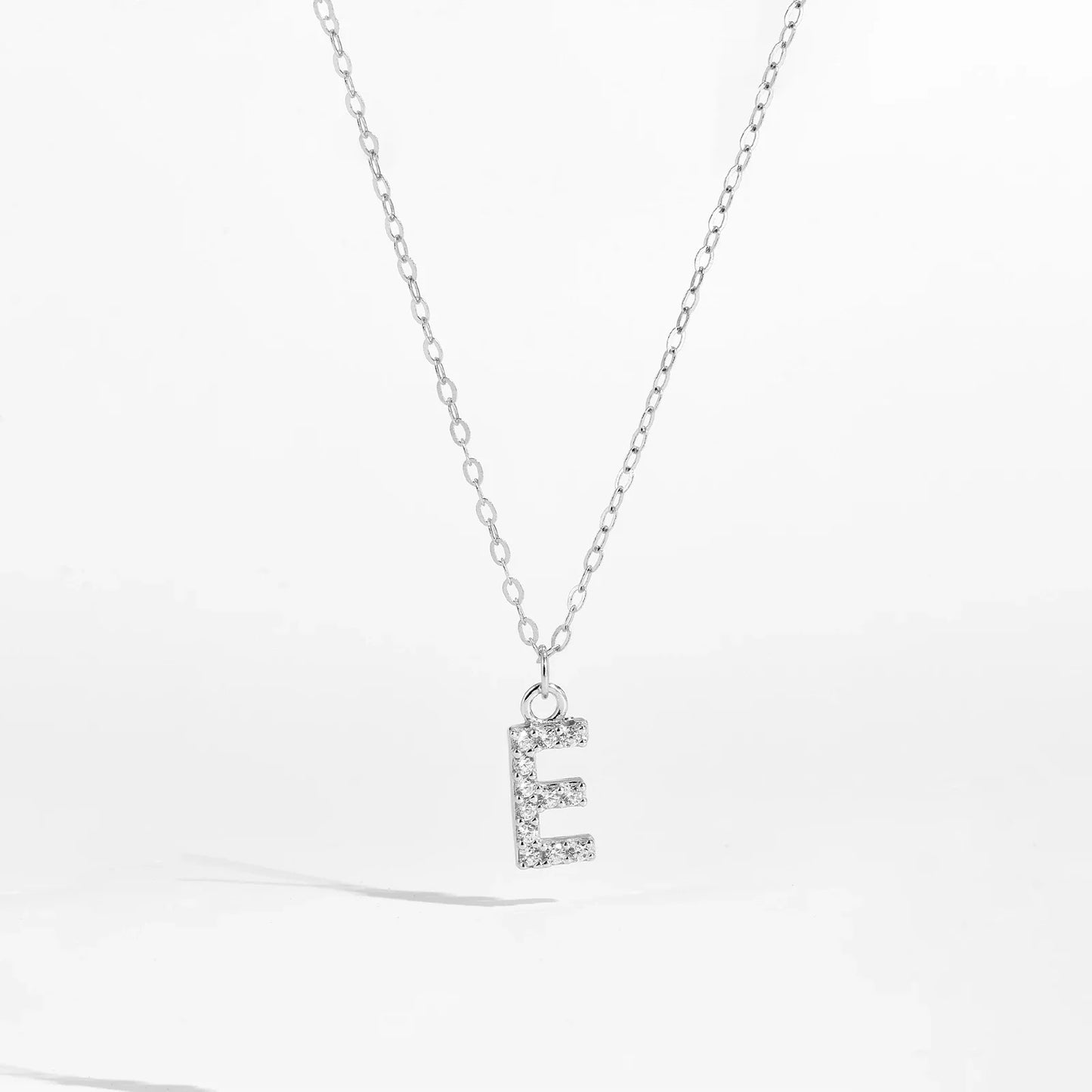 Sterling Silver Alphabet Initial Letter Pendant Long Necklace