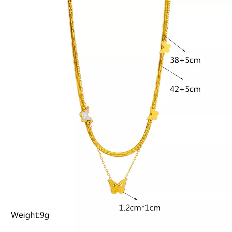 Stainless Steel Pearl Heart Butterfly Cross Pendant Necklace For Women Fashion Girls Clavicle Chain Jewelry Gifts