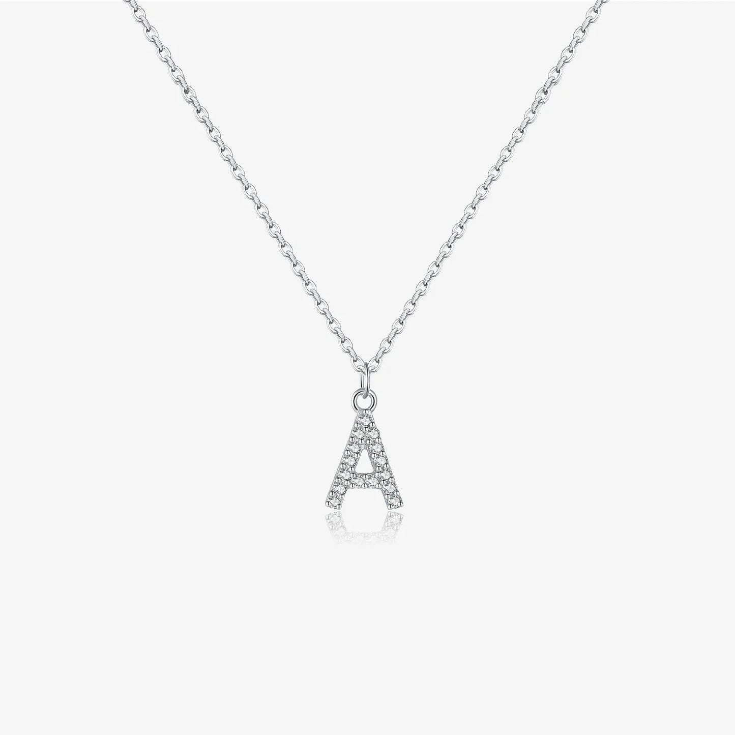 Sterling Silver Alphabet Initial Letter Pendant Long Necklace