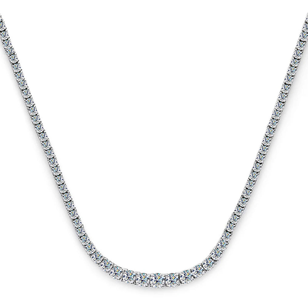 Moissanite D Color Graduated Tennis Necklace Sterling Silver