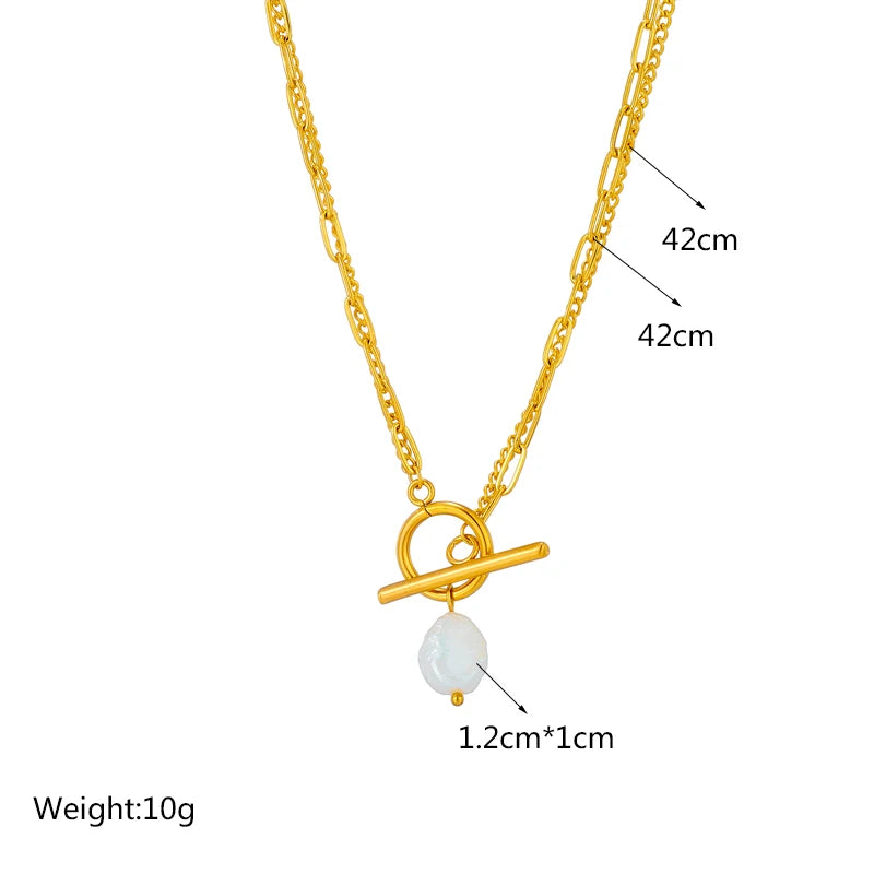 Stainless Steel Pearl Heart Butterfly Cross Pendant Necklace For Women Fashion Girls Clavicle Chain Jewelry Gifts