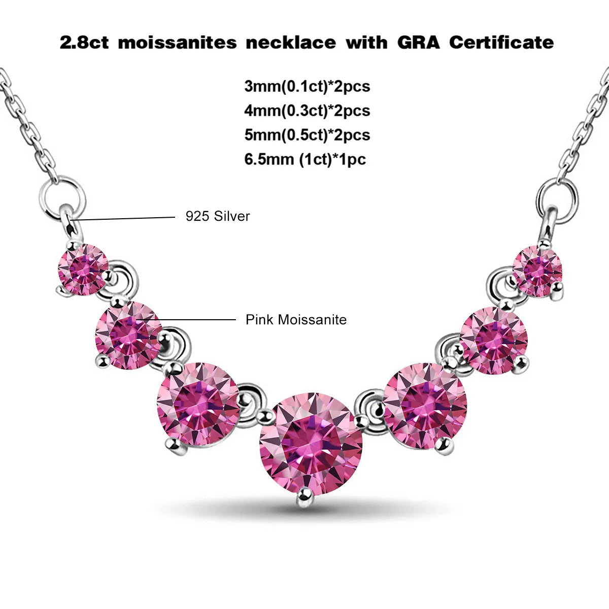 Moissanite Sterling Silver Necklaces