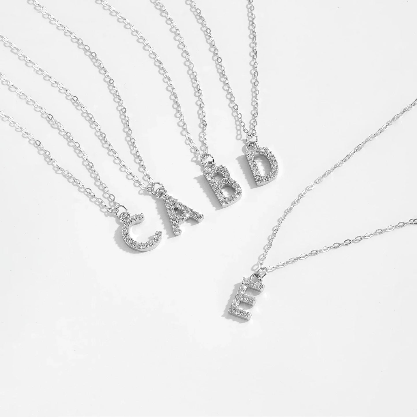 Sterling Silver Alphabet Initial Letter Pendant Long Necklace