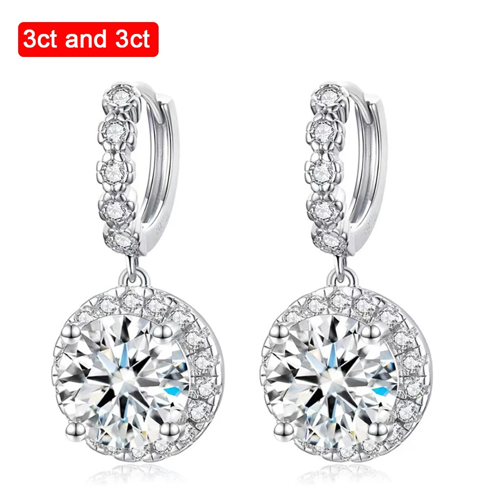 Sterling Silver Moissanite D Color 6.5mm 8mm 9mm Hoop Earring For Women