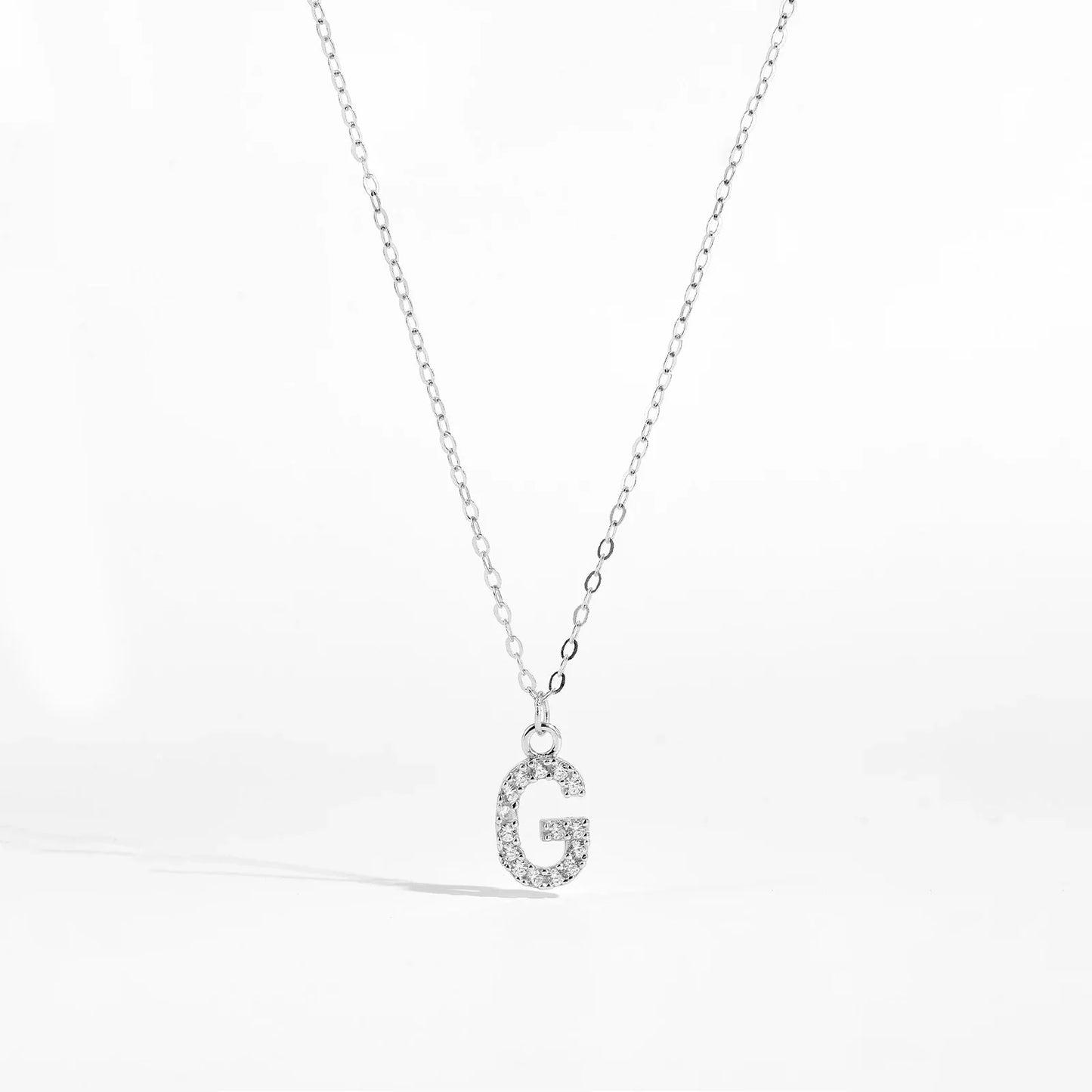 Sterling Silver Alphabet Initial Letter Pendant Long Necklace