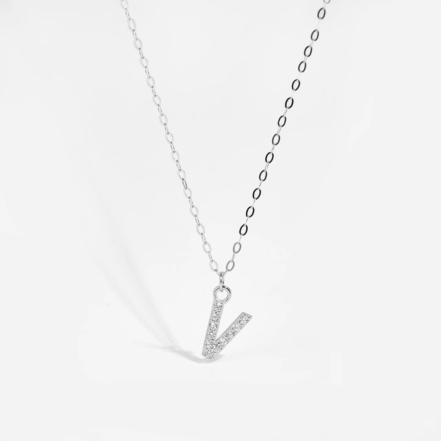 Sterling Silver Alphabet Initial Letter Pendant Long Necklace