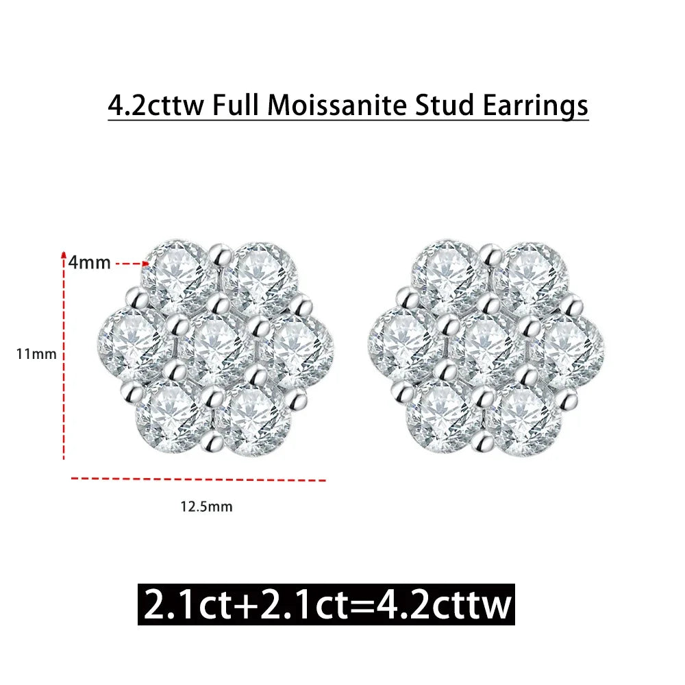 Moissanite Sterling Silver Stud Earrings