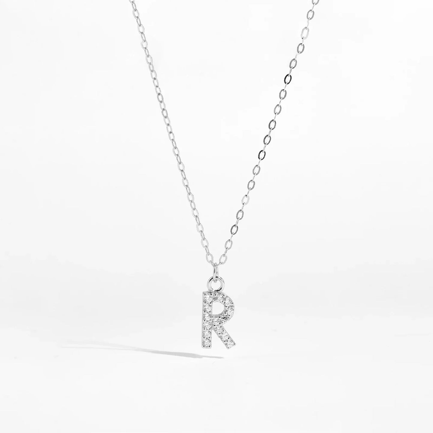 Sterling Silver Alphabet Initial Letter Pendant Long Necklace