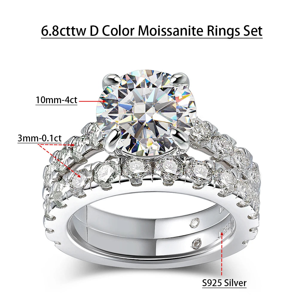 Moissanite D Color VVS1 1.4ct Bridel Set Sterling Silver Rings For Women