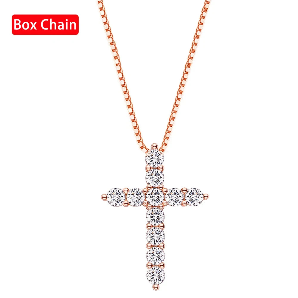 1.1-5.5ct Black Moissanite Sterling Silver Cross Pendant Necklace For Women