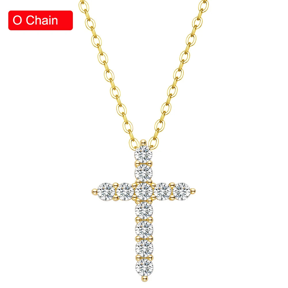 1.1-5.5ct Black Moissanite Sterling Silver Cross Pendant Necklace For Women