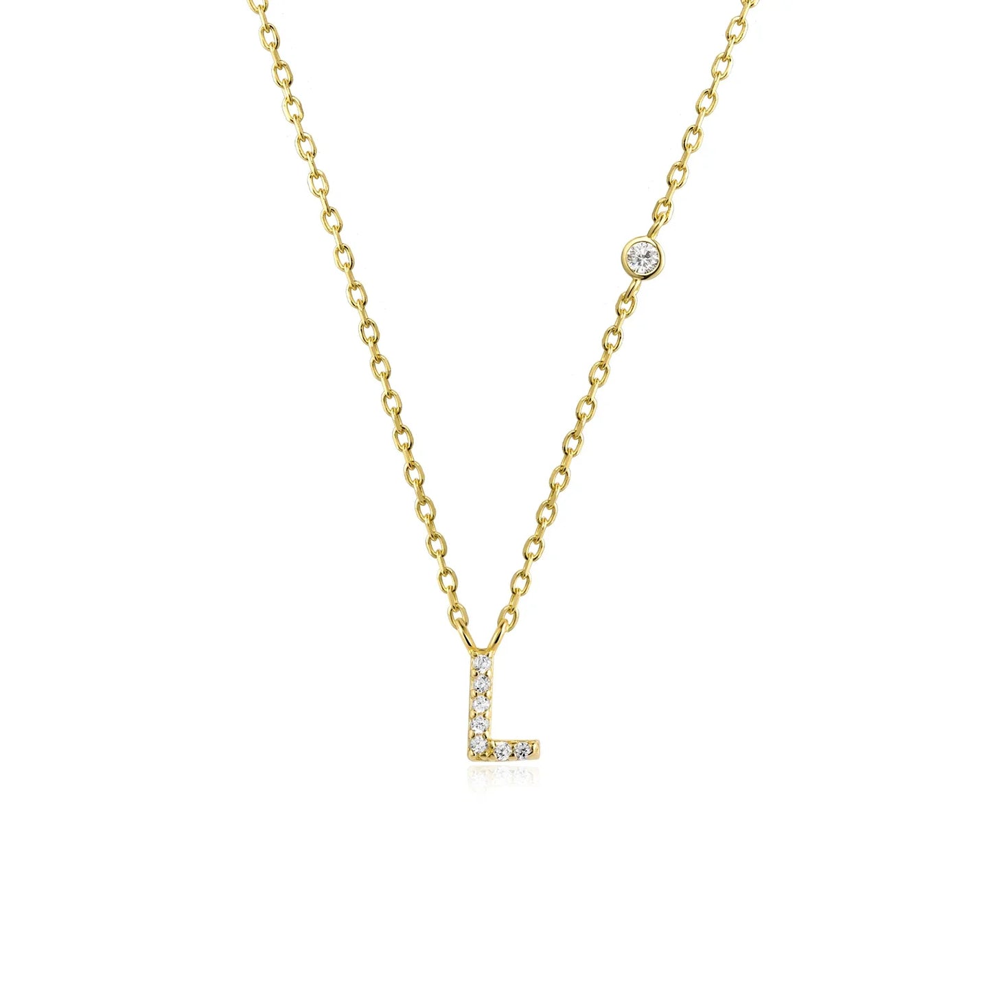 Sterling Silver Letters A- Z Zircon CZ Pendant Monogram Necklace