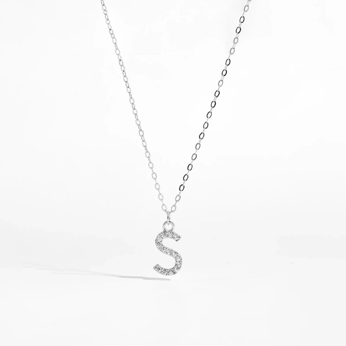 Sterling Silver Alphabet Initial Letter Pendant Long Necklace