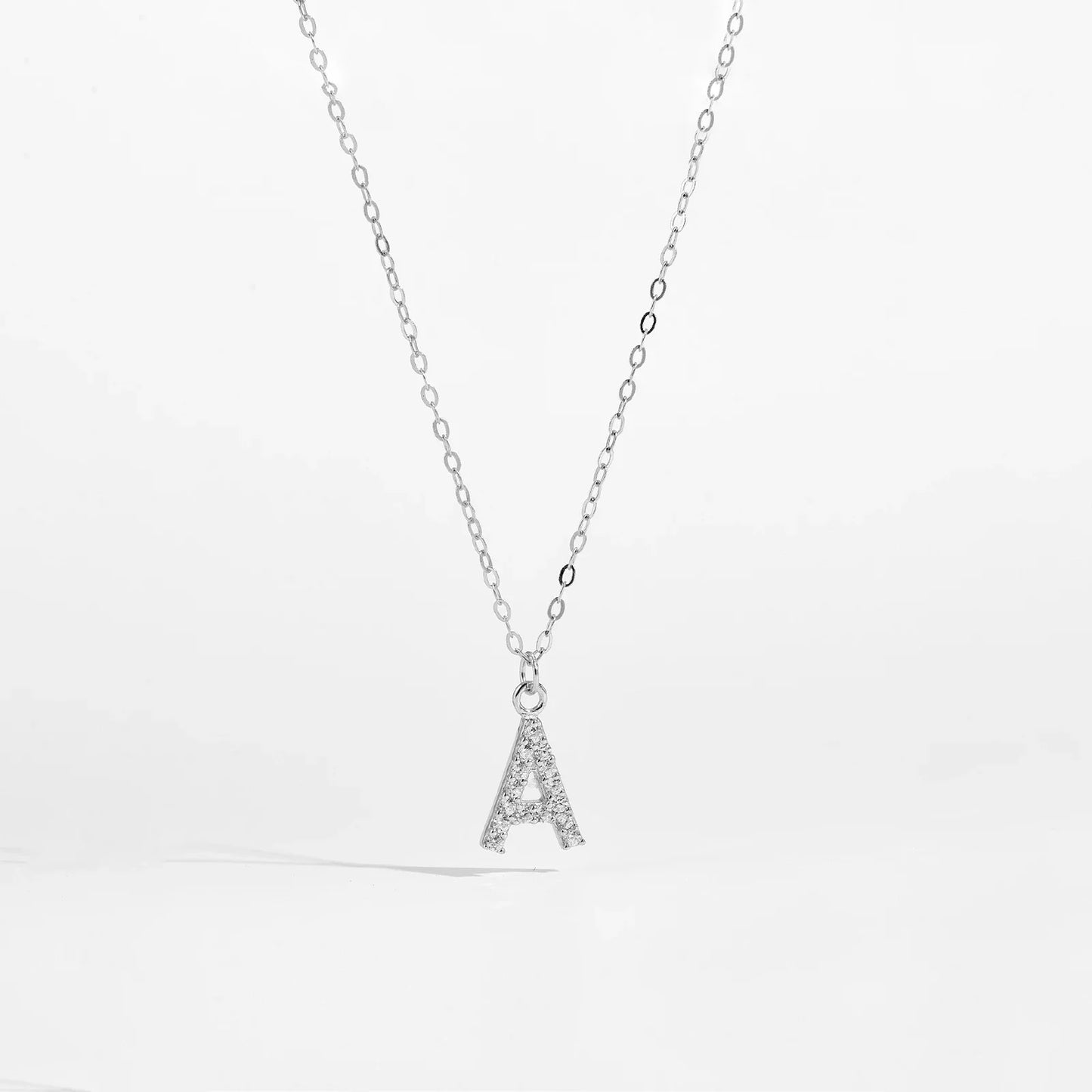 Sterling Silver Alphabet Initial Letter Pendant Long Necklace