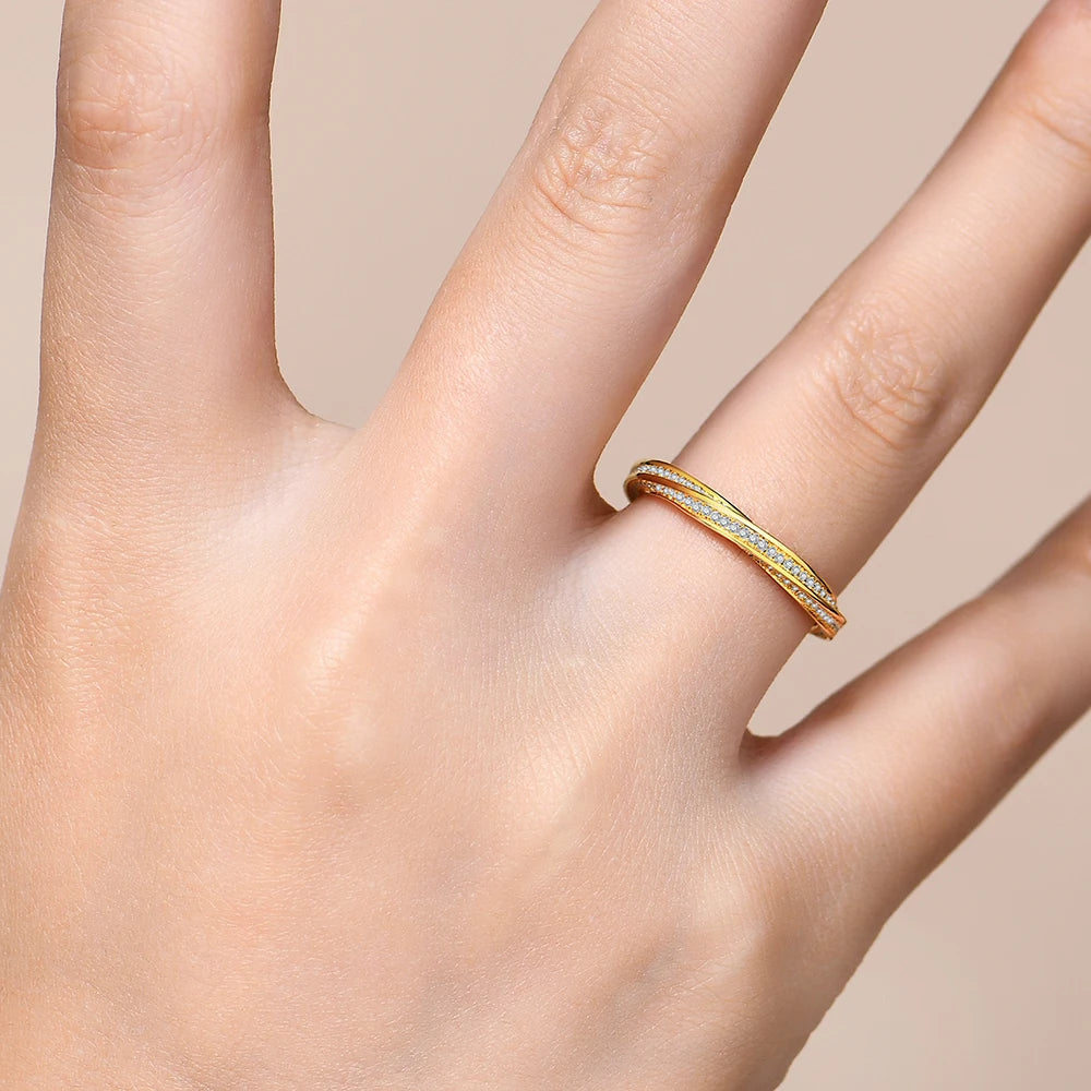 Silver 18K Gold Plated Moissanite D Color Eternity Band