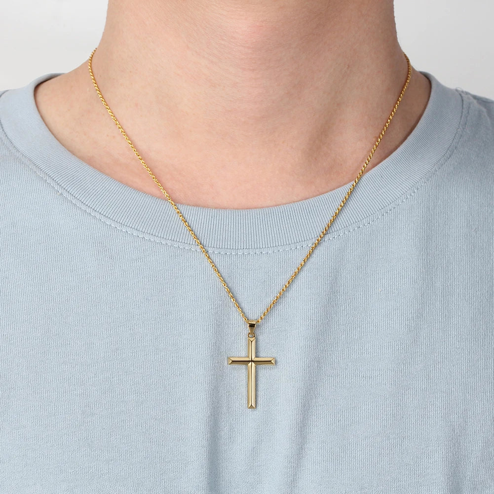 925 Sterling Silver Simple Cross Pendant for Women Men Pure Silver Fashion Christian Religious Jewelry