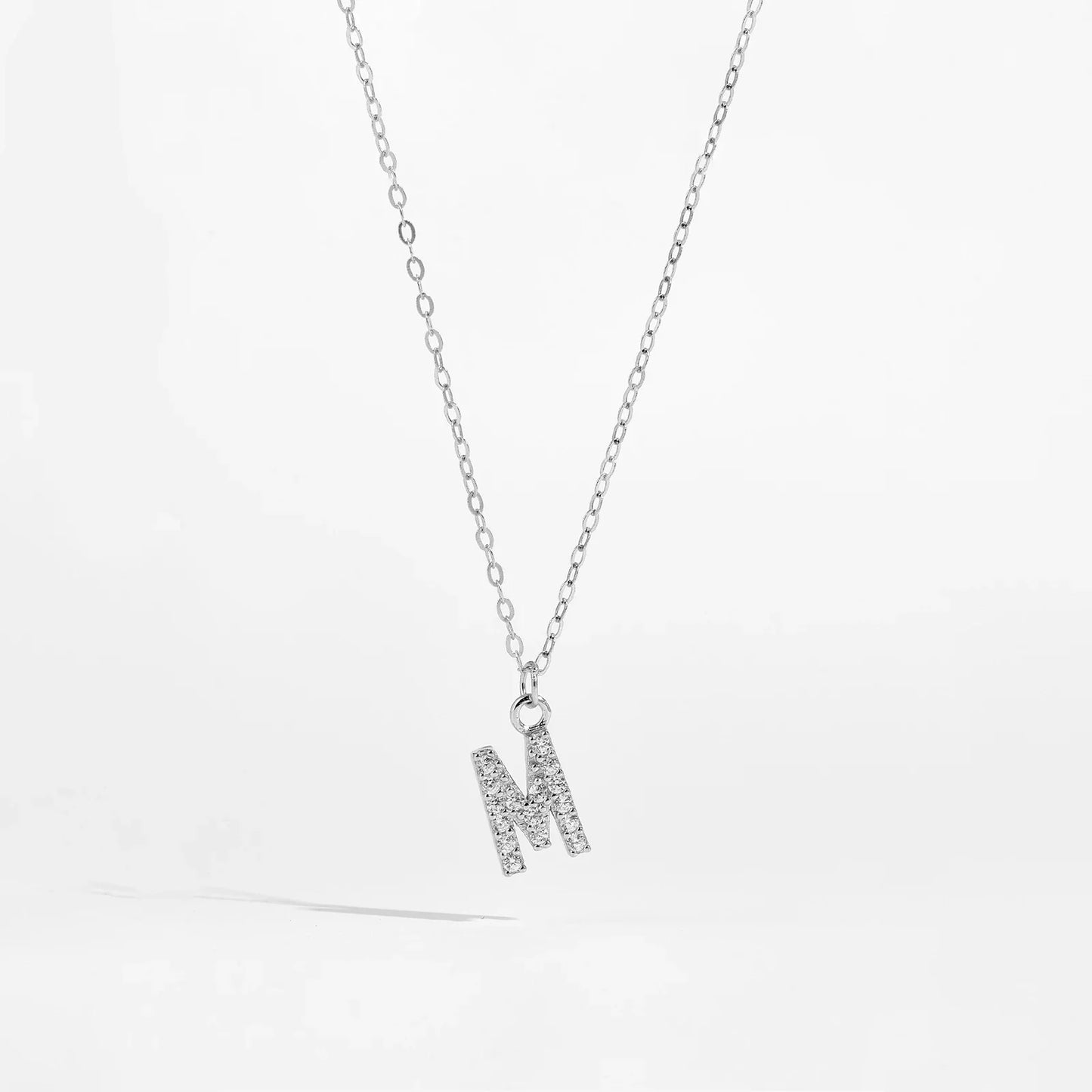 Sterling Silver Alphabet Initial Letter Pendant Long Necklace