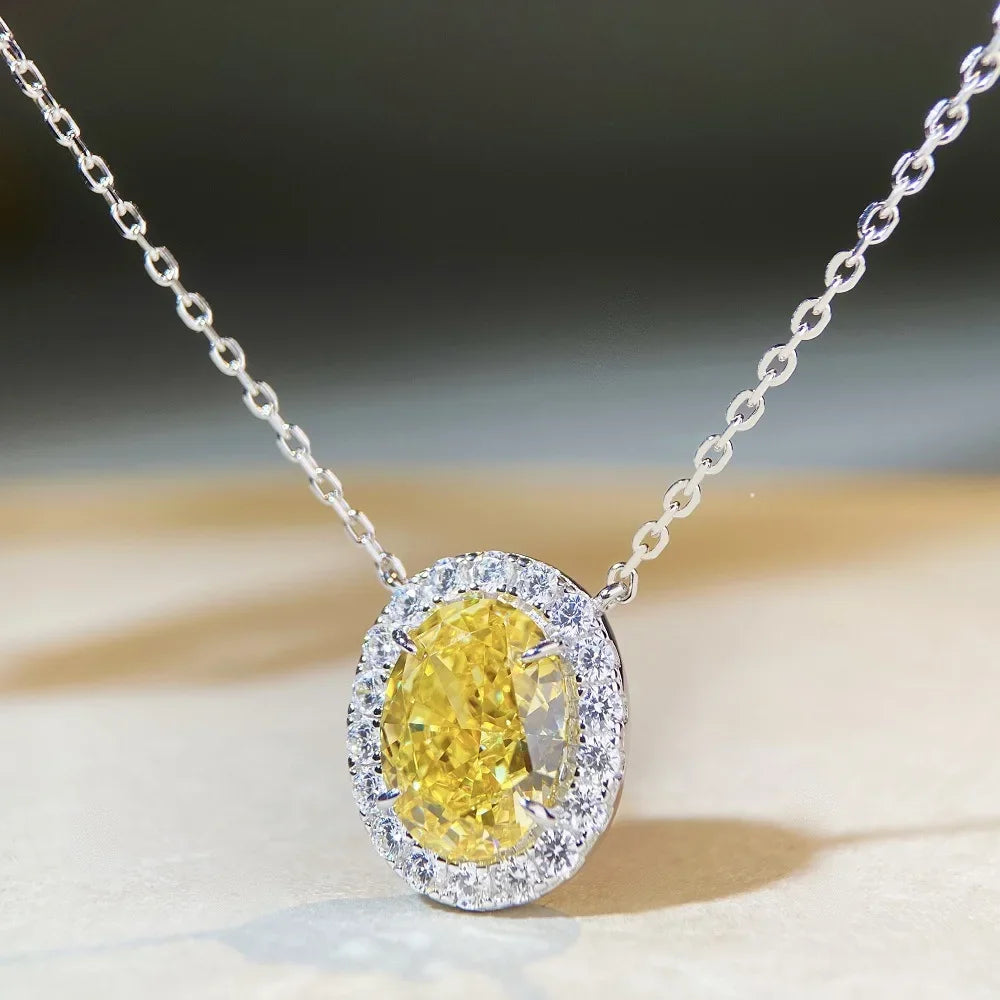 Sterling Silver yellow stone Necklace Collar Chain
