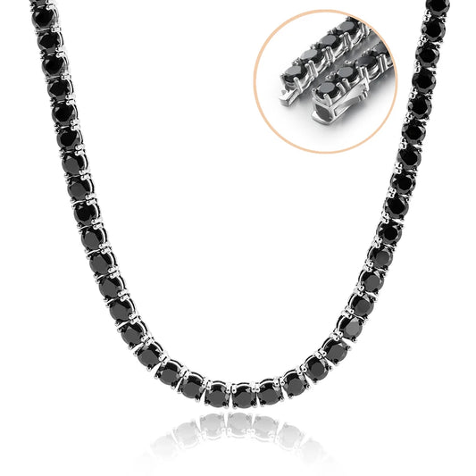 Black Moissanite Tennis Necklace Sterling Silver Gold Plated Unisex